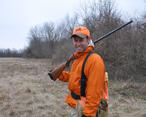 Aaron is happy to be hunting pheasant over his Vizslas for New Year's Day