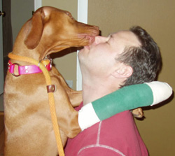 Aaron gets kisses from his girl Lola