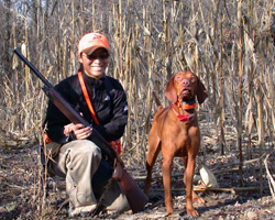 Mel on a quail hunt with Kosmo