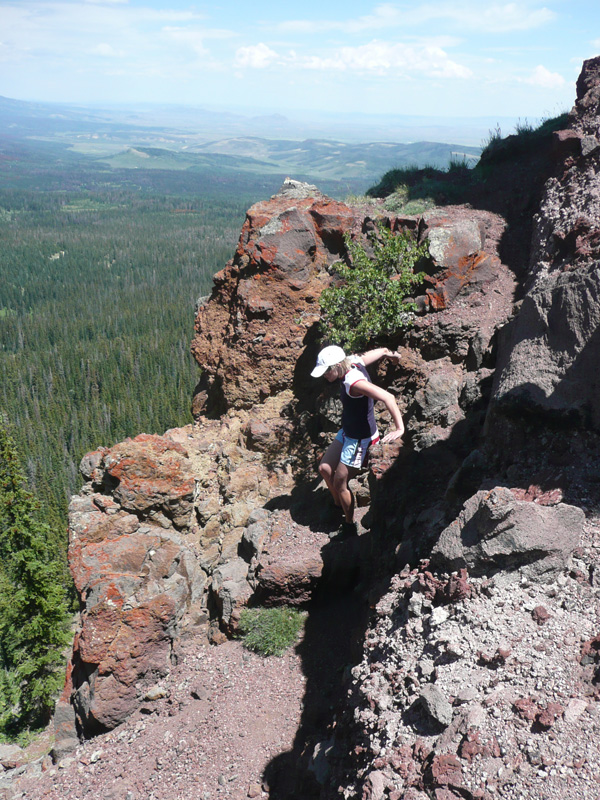 Amy scrambles down Rabbit Ears - Steamboat Springs, Colorado