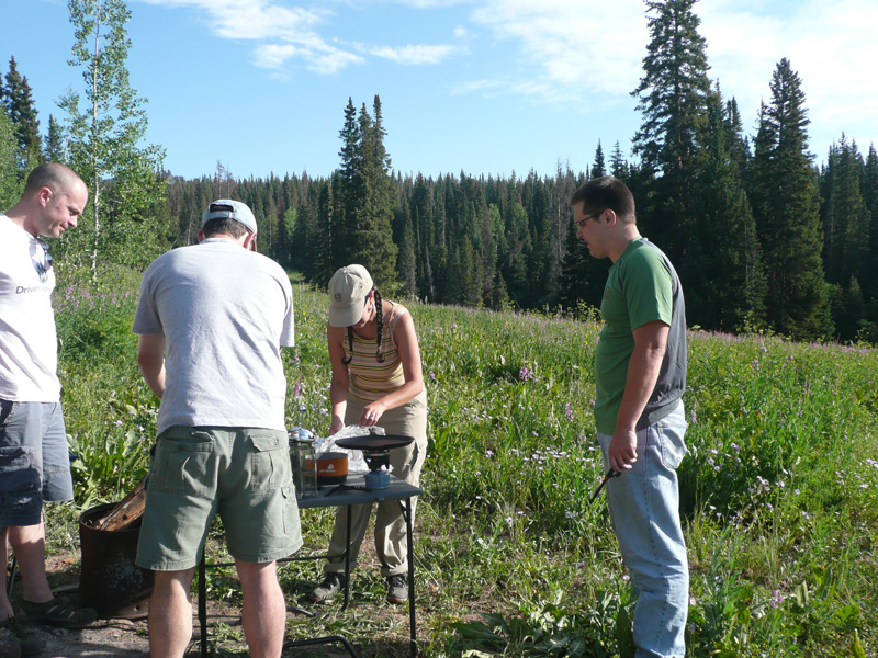 Becky cooks up breakfast for the crew - Steamboat Springs, Colorado