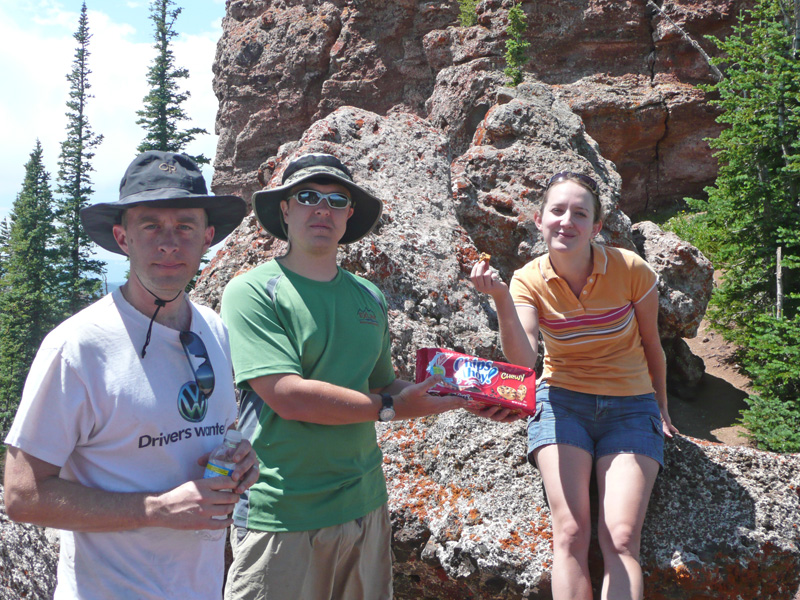 Enjoying cookies at the top of Rabbit Ears - Steamboat Springs, Colorado