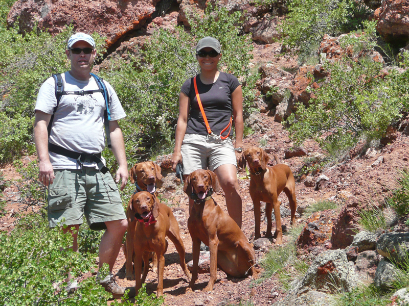 Aaron and Mel with the Vizslas - Steamboat Springs, Colorado