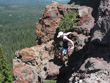 Amy scrambles down Rabbit Ears - Steamboat Springs, Colorado